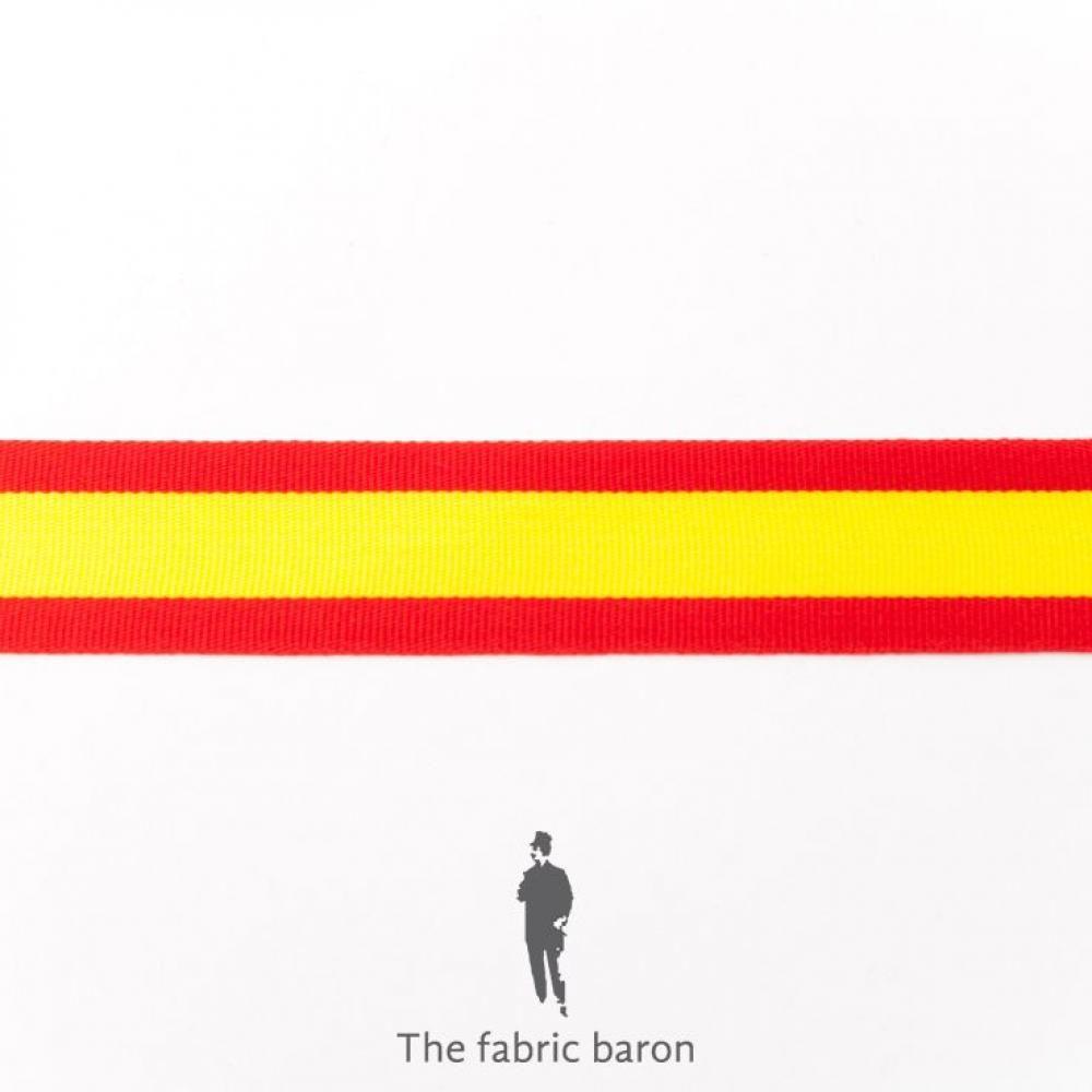 Red and Yellow Ribbon Logo - Flags Ribbon 25mm - Red Yellow Red | The fabric baron