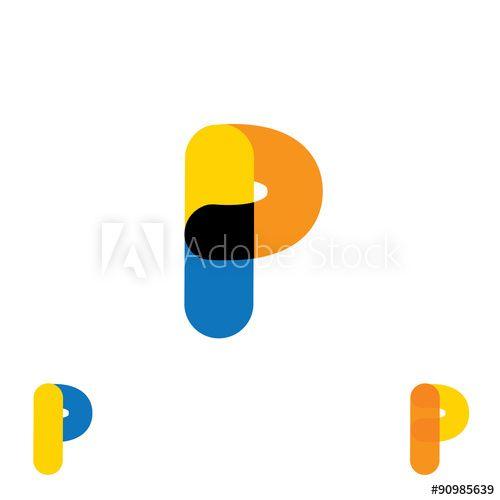 Yellow Letter P Logo - abstract letter P logo design vector template and colorful creat