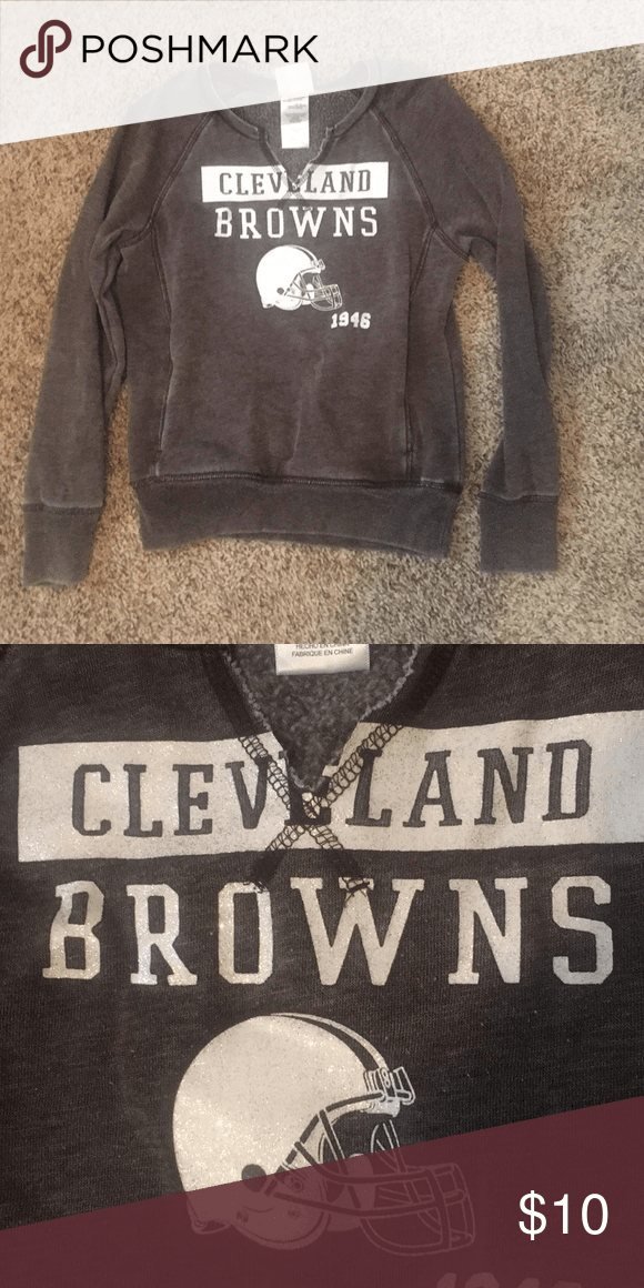 Subtle Glitter Logo - Cleveland Browns Sweatshirt Logo is white with a subtle glitter on ...