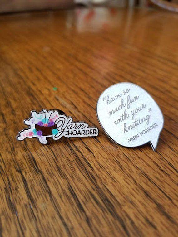 Subtle Glitter Logo - A Yarn Hoarder logo and quote pin for your collection! :) Logo pin