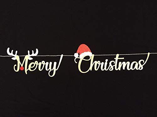 Subtle Glitter Logo - Merry Christmas banner, Santa Claus hat, Rudolf the red
