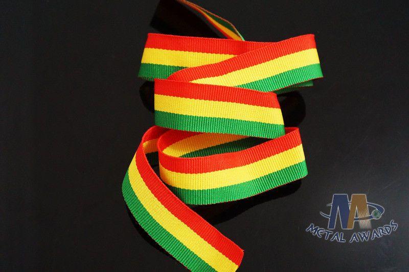 Red and Yellow Ribbon Logo - Polyester Nylon Material Custom Medal Red Yellow Green Ribbons