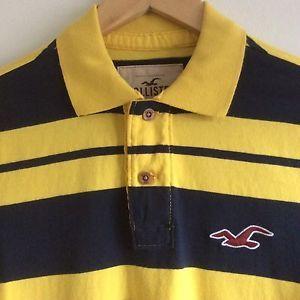Blue and Yellow Stripe Logo - HOLLISTER POLO, NAVY BLUE & YELLOW STRIPE, SHORT SLEEVE, SMALL - 34 ...