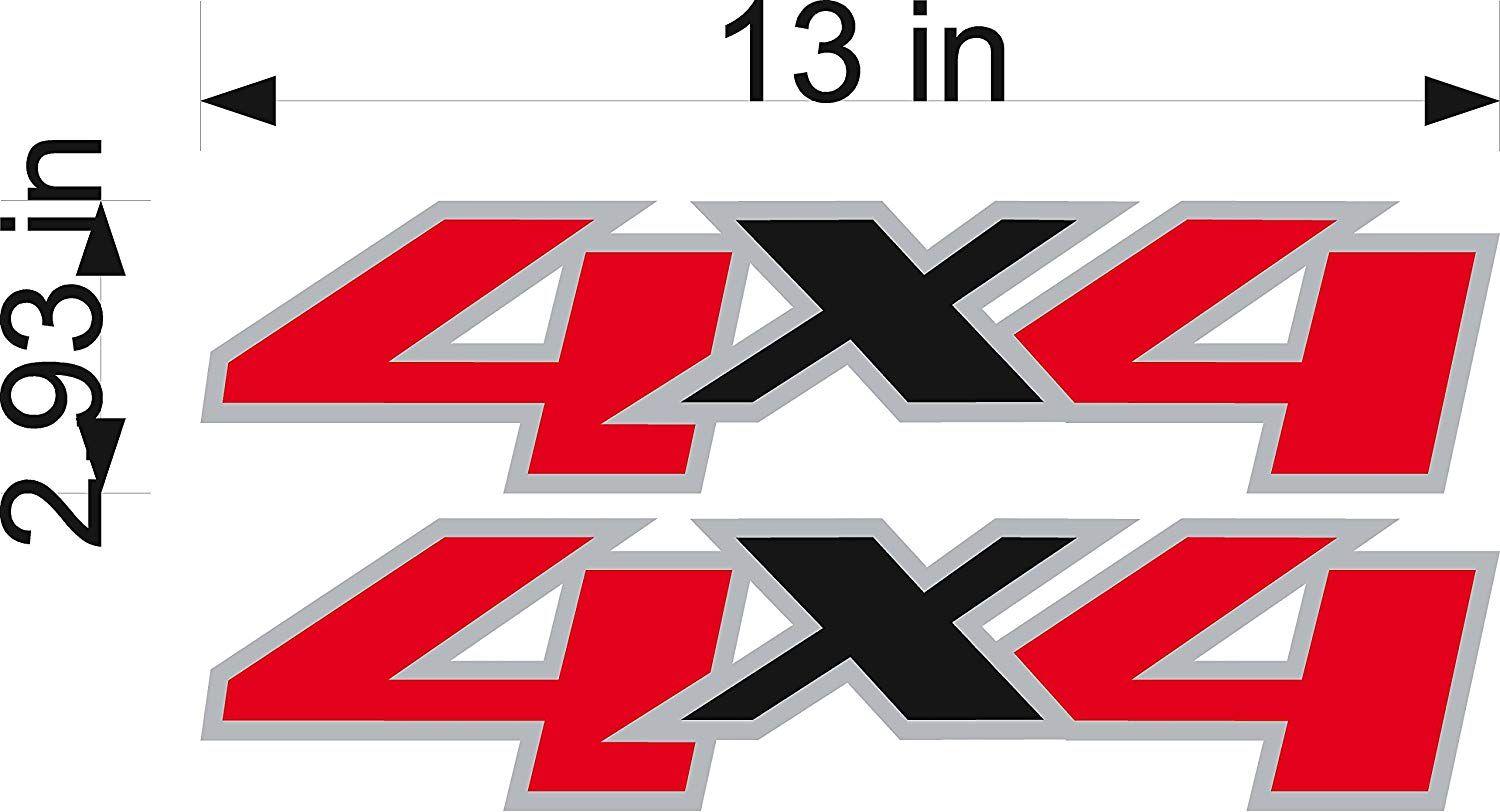 4x4 Logo - 2-4x4-sticker-RED-decal-parts-for-Chevy-Silverado-GMC-Sierra-truck