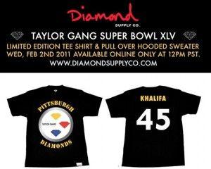 Wiz Khalifa Diamond Logo - Diamond Supply Co. x Wiz Khalifa Taylor Gang Super Bowl XLV Tee