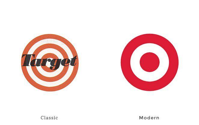 Red Bullseye Logo - examples of classic branding next to the modern version
