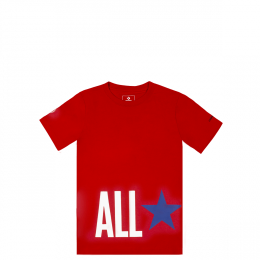 Boy Looking at Star Logo - Boys All Star Logo Wrap Junior T Shirt Enamel Red | Converse Australia