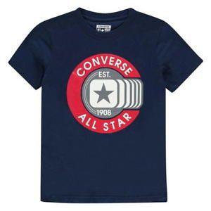 Boy Looking at Star Logo - Boys Kids Converse All Star Logo T Shirt Age 11 15 Years Junior New
