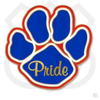 Red B Blue Paw Logo - Paw Pride (Red, White Blue) 8” Cloisonne B Lapel Pin In Gold