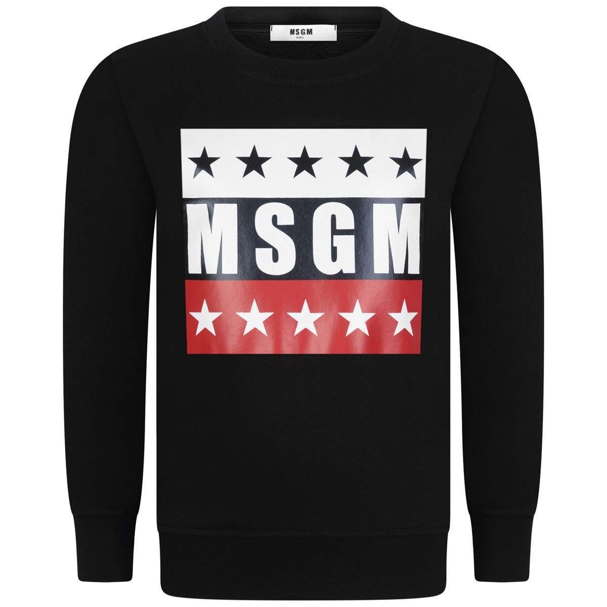 Boy Looking at Star Logo - MSGM Boys Black Star Logo Sweater