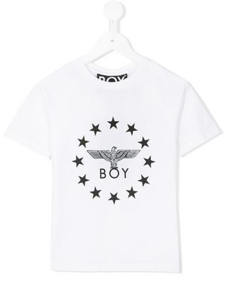 Boy Looking at Star Logo - Boy London Kids Star Logo Print T Shirt