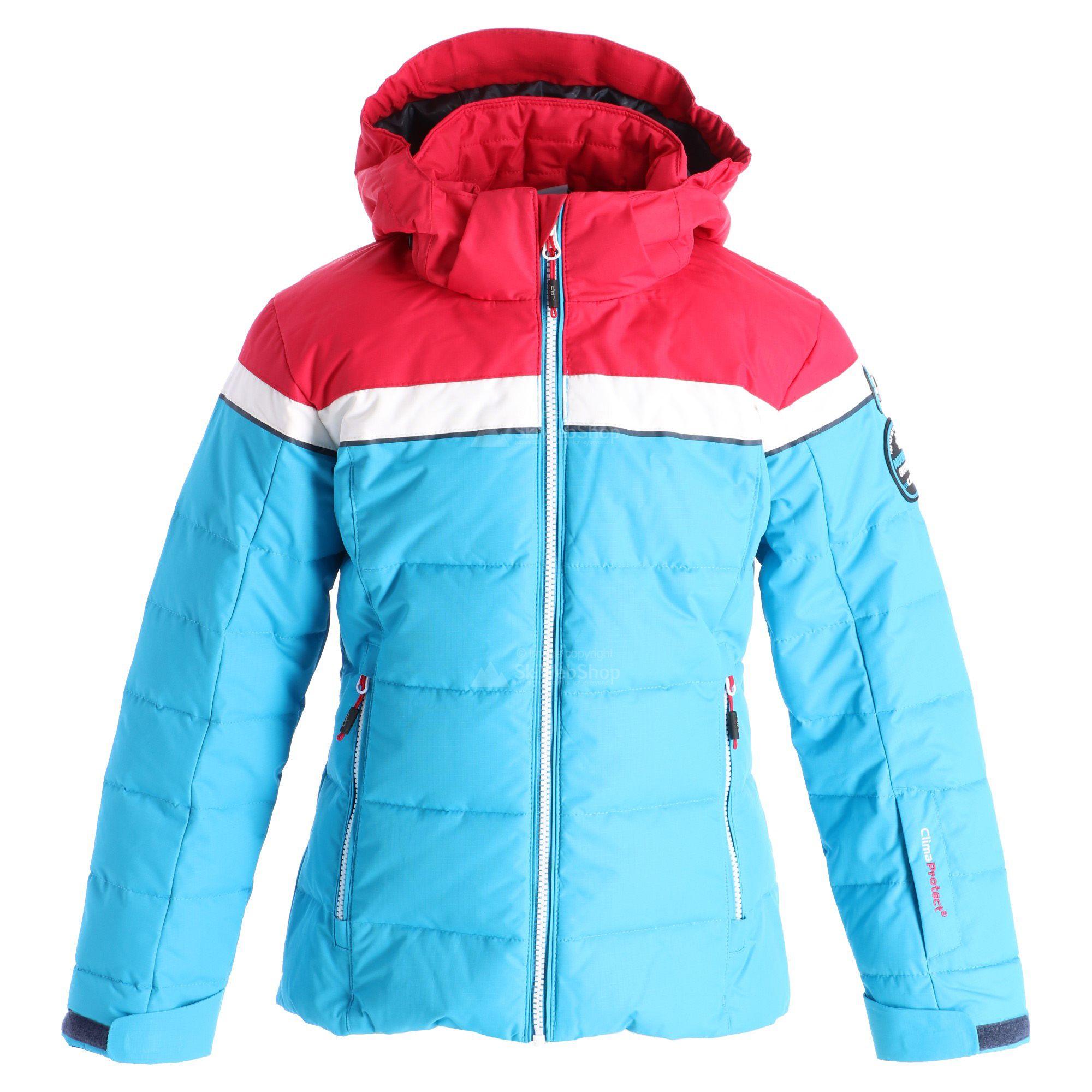 Red B Blue Paw Logo - CMP, Ski Jacket, Kids, B. Jewel Blue Granita Red White Asphalt Grey