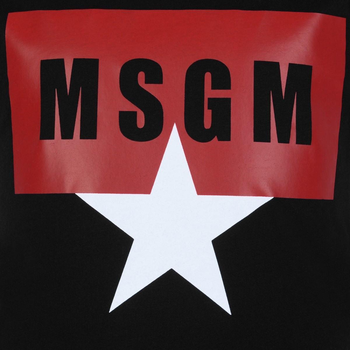 Boy Looking at Star Logo - MSGM Boys Black Star Logo Top