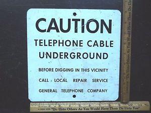 General Telephone Company Logo - Vintage General Telephone Company Underground Cable Caution Sign | eBay
