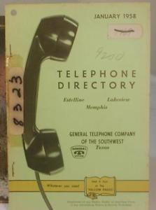 General Telephone Company Logo - ESTELLINE LAKEVIEW MEMPHIS, TEXAS PHONE DIRECTORY GENERAL
