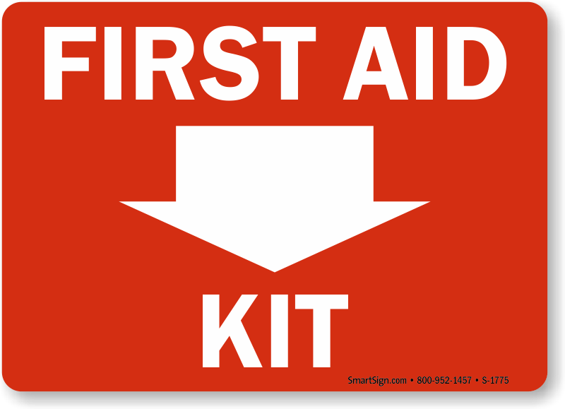 First Aid Kit Logo - First Aid Down Arrow Kit Sign, SKU: S-1775 - MySafetySign.com