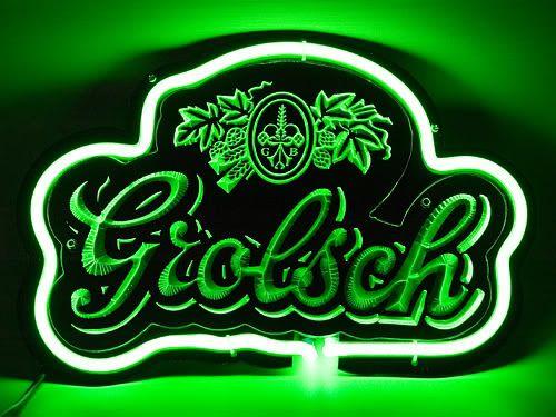 Green Beer Logo - Grolsch Beer Green Logo Neon Bar Mancave Sign : Wickedneon.com Neon