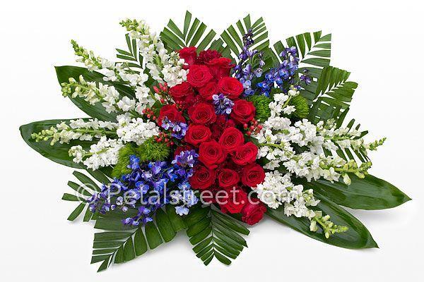 Green Petal Flower Company Red Logo - Red, white, and blue funeral casket spray - Petal Street Flower ...