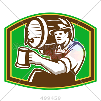 Green Beer Logo - Stock Illustration of Green and brown logo with a man holding beer