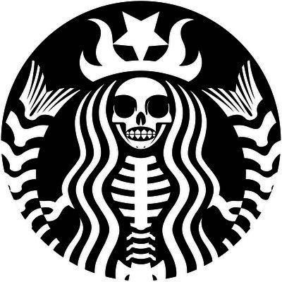 Funny Black and White Logo - Starbucks❤ Día de Muertos | Calaveras | Pinterest | Starbucks ...
