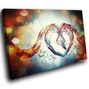Red and Blue Water Logo - ZAB230 Red Blue Water Heart Modern Canvas Abstract Home Wall Art ...