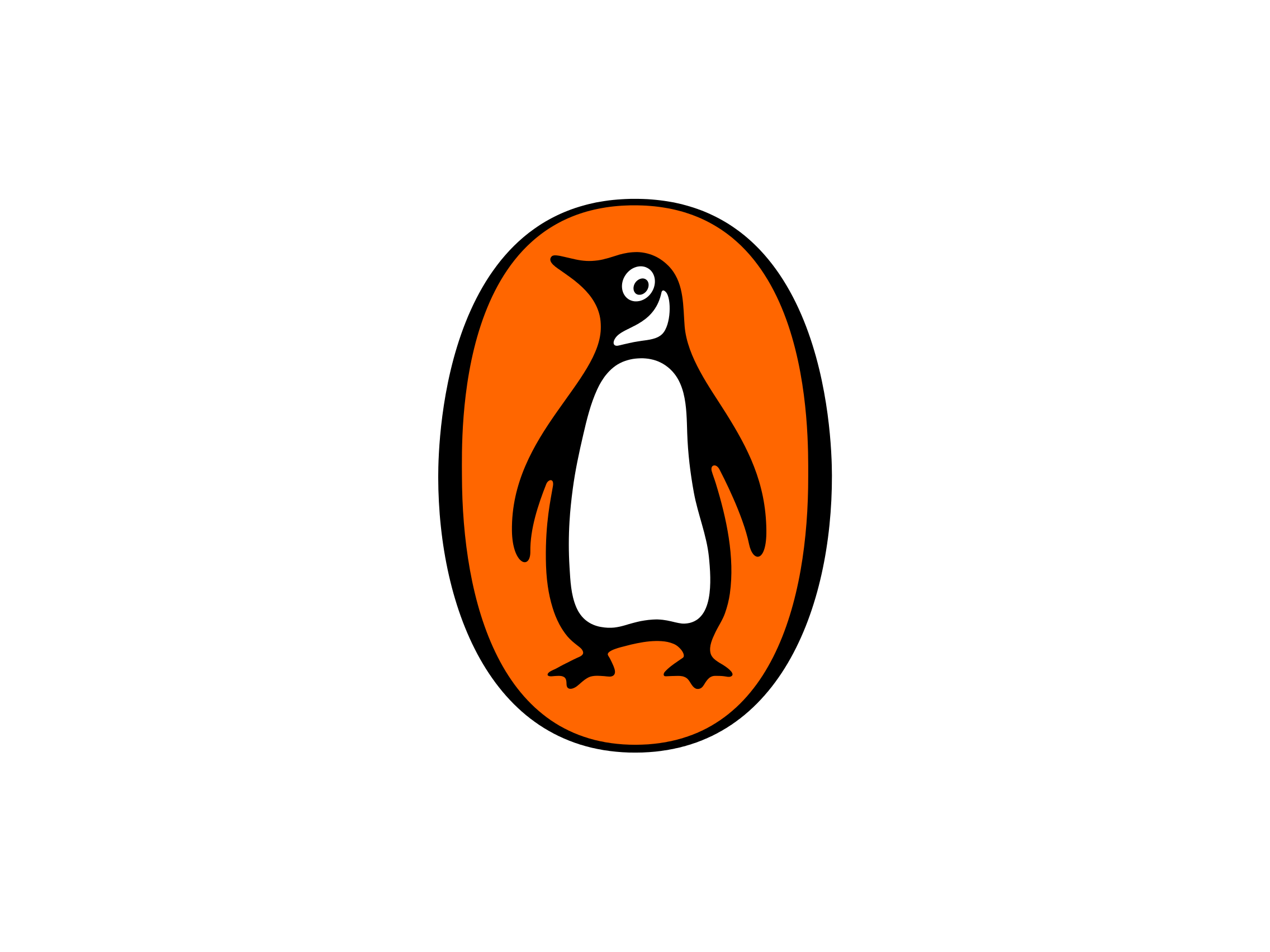 Penguin in Orange Oval Logo - Penguin books Logos