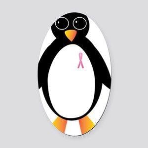 Penguin in Orange Oval Logo - Breast Cancer Penguin Car Accessories