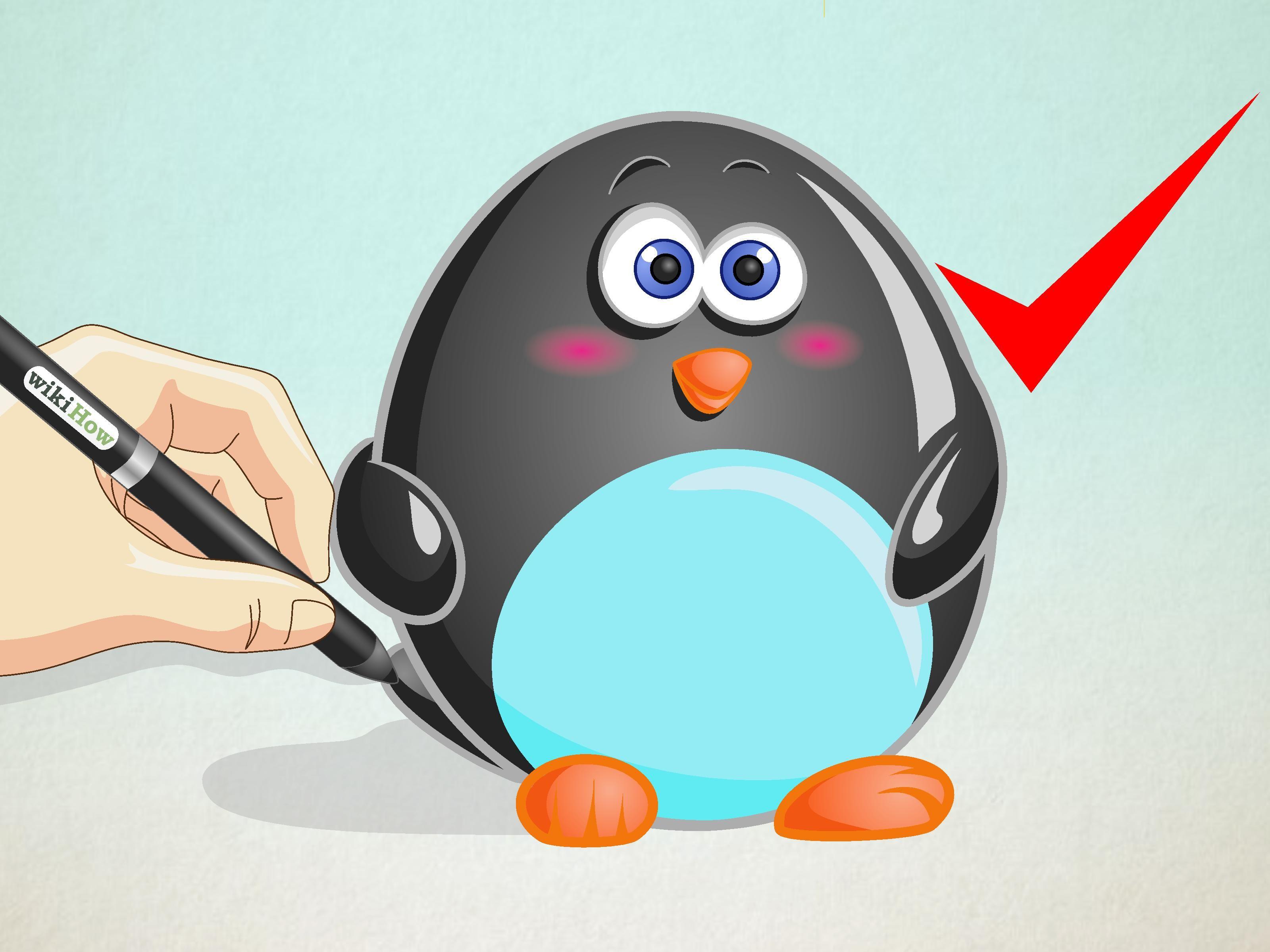 Penguin in Orange Oval Logo - How to Draw a Cartoon Penguin: 13 Steps (with Pictures) - wikiHow