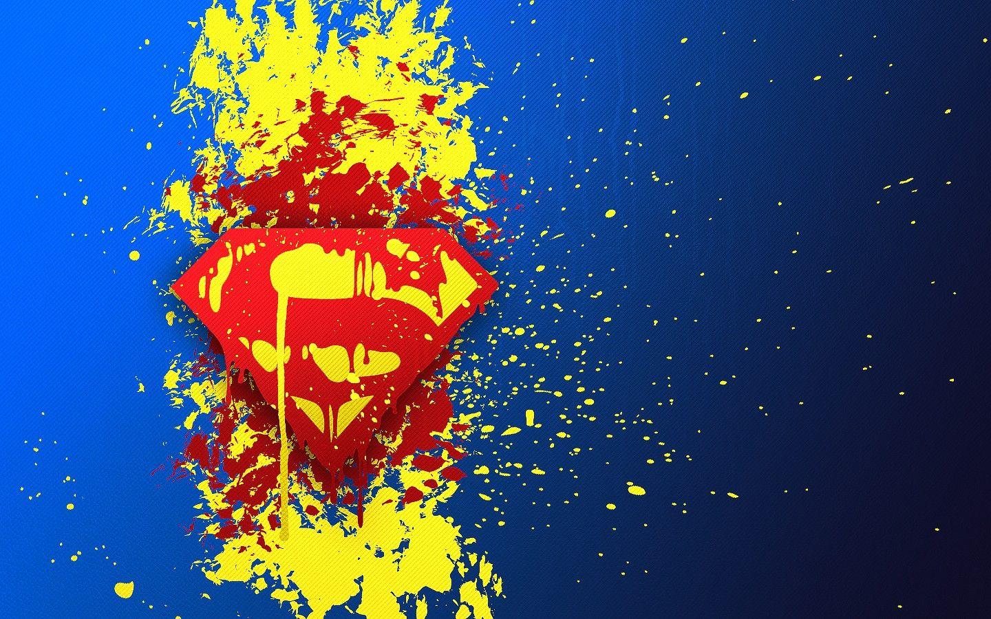 Trippy Superman Logo - DC Comics, Superman, Superman Logo, blue background, paint splatter ...