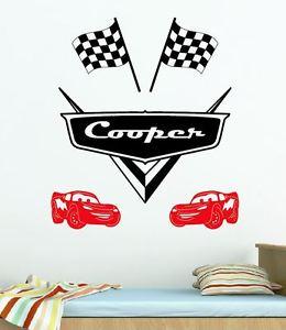 Disney Car Logo - Disney Cars Logo Racing Chequered Flag Any Custom Name Lightning ...