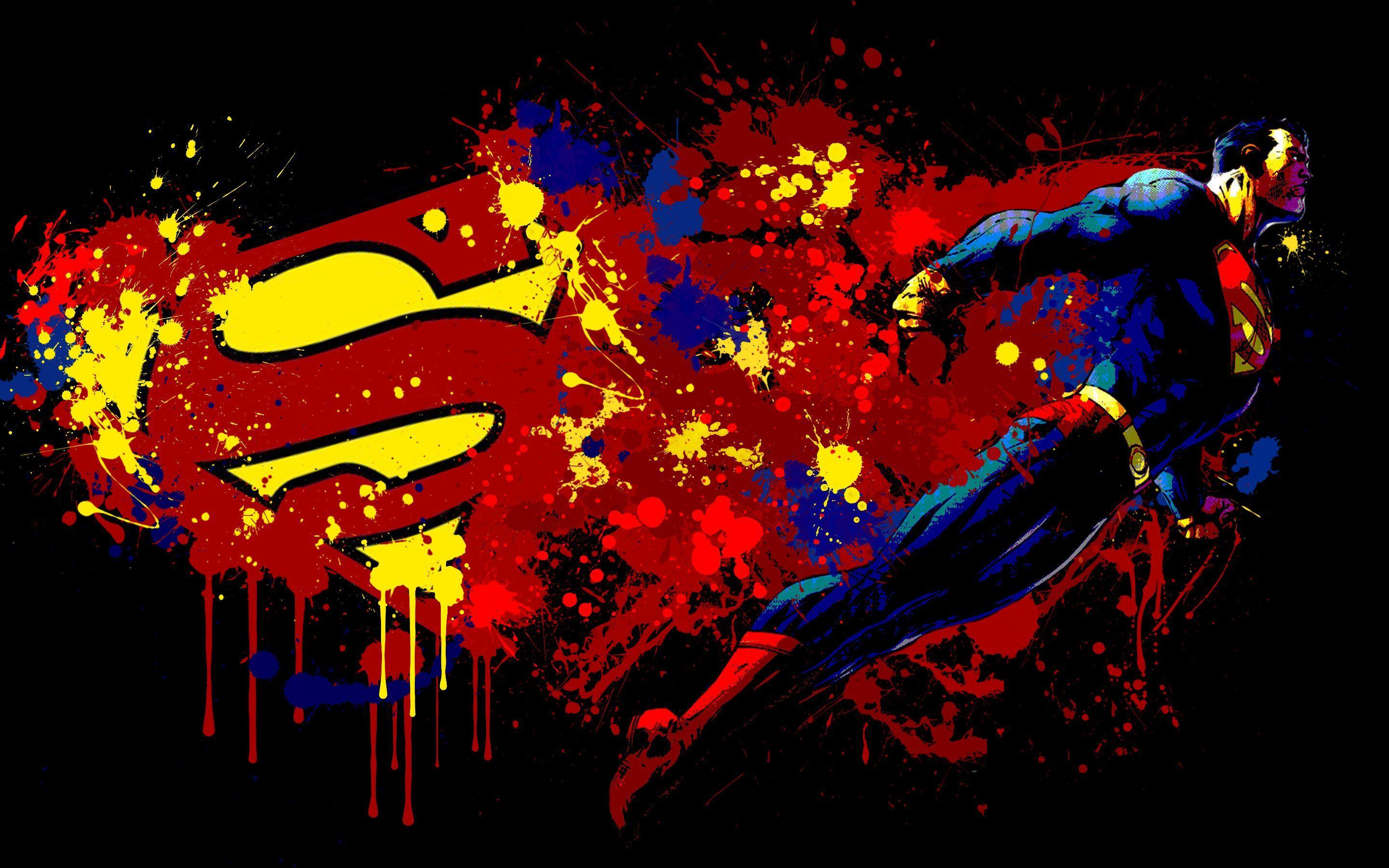 Trippy Superman Logo - Walls4Joy: Superman Superman Logo black background paint splatter ...