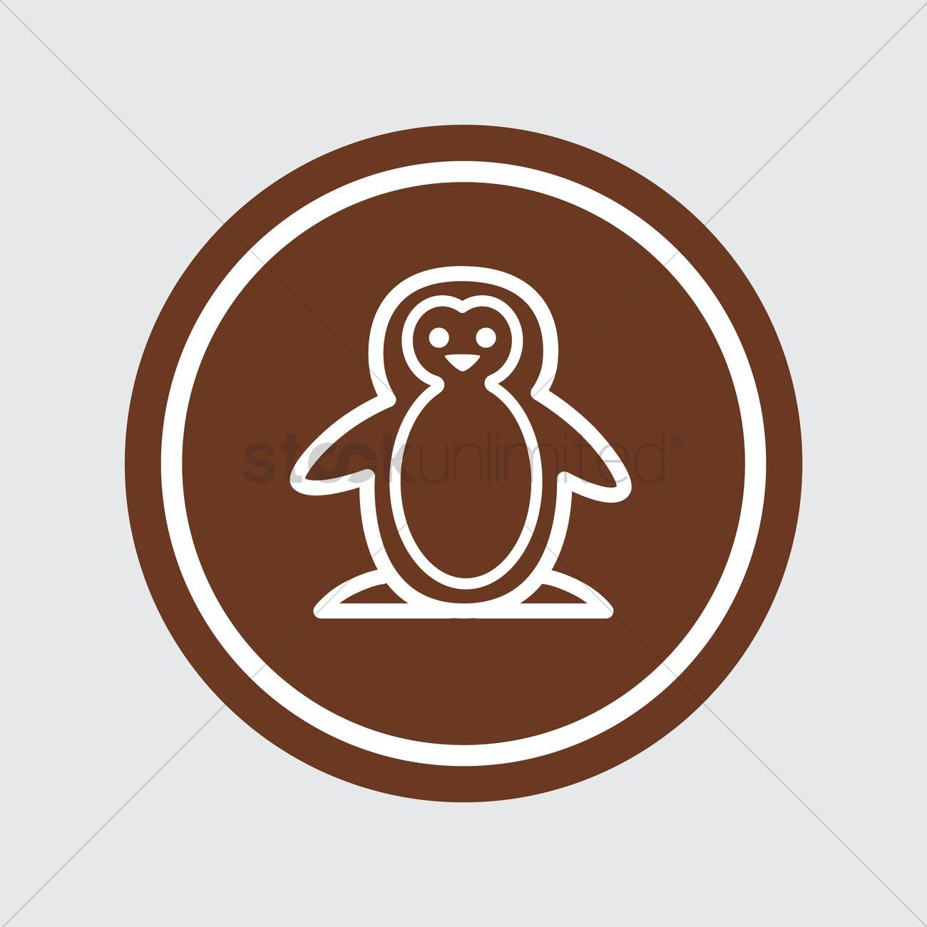 Penguin in Orange Oval Logo - Penguin Vector Image