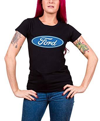 Girly Ford Logo - Officially Licensed Merchandise Ford Logo Girly Tee (Black), XX ...