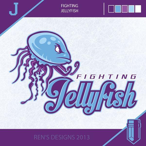 Jellyfish Sports Logo - Fantasy League Logos. Mascot Branding And Logos