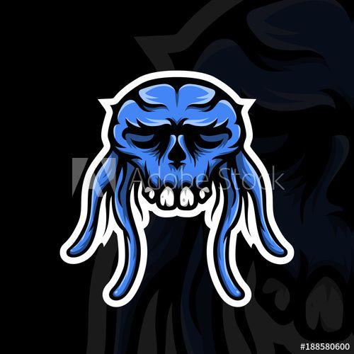 Jellyfish Sports Logo - Skull of a jellyfish mascot logo design for sports team. Vector