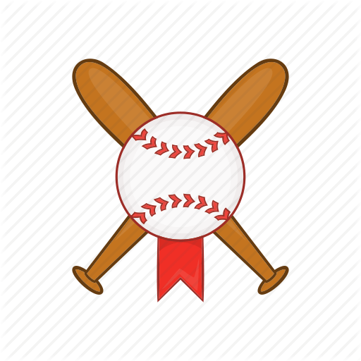Crossed Bats and Softball Logo - Ball, baseball, bat, cartoon, crossed, softball, wooden icon