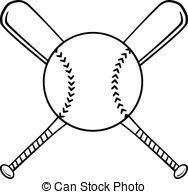 Crossed Bats and Softball Logo - Softball With Bats Clipart. Great free clipart, silhouette