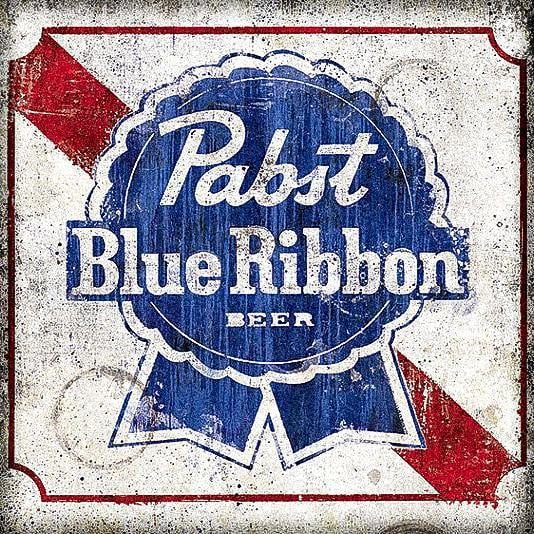Blue Ribbon Logo - Pabst Blue Ribbon Beer Logo on Travertine Coaster – Americana Coasters