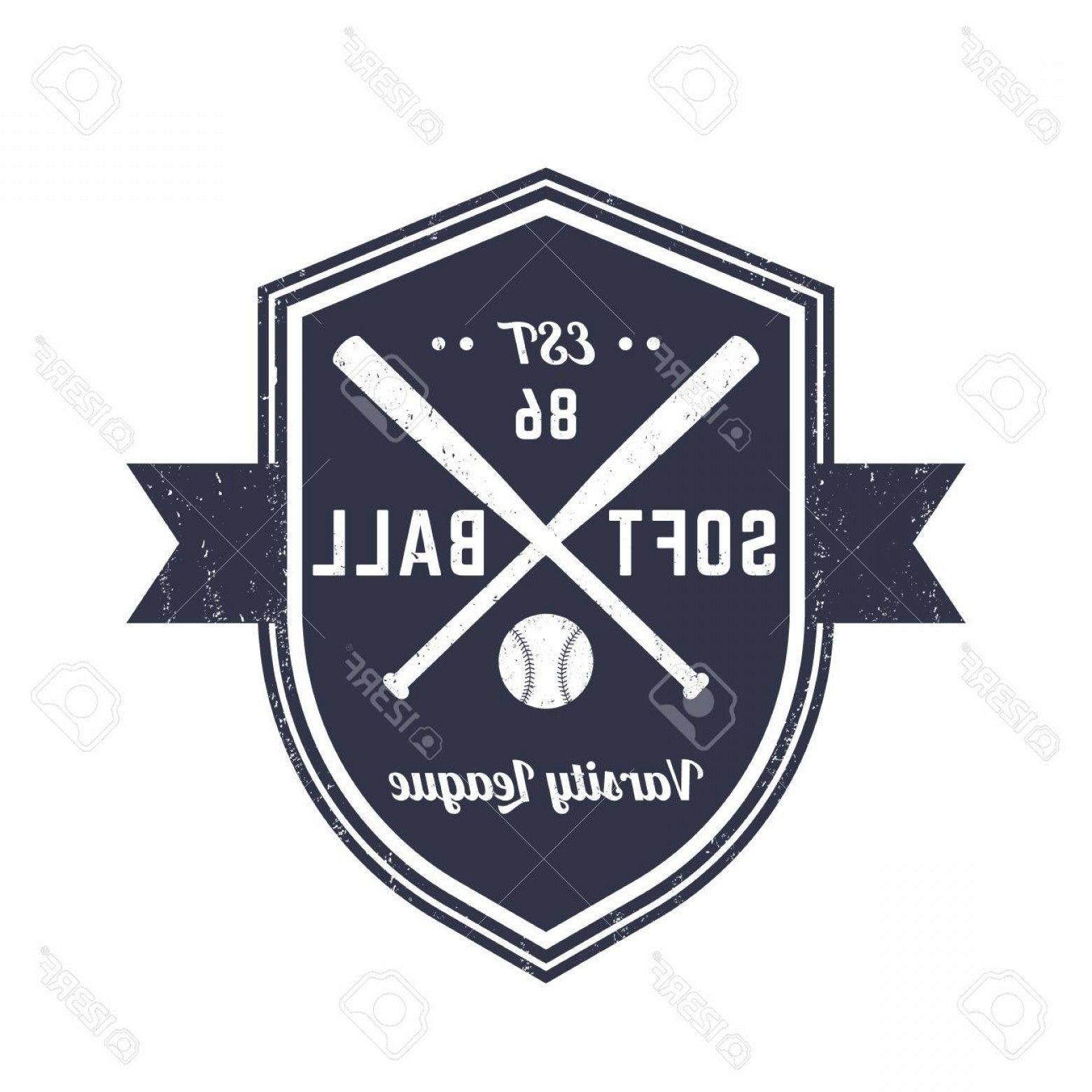 Crossed Bats and Softball Logo - Photostock Vector Softball Vintage Logo Template Badge T Shirt Print ...