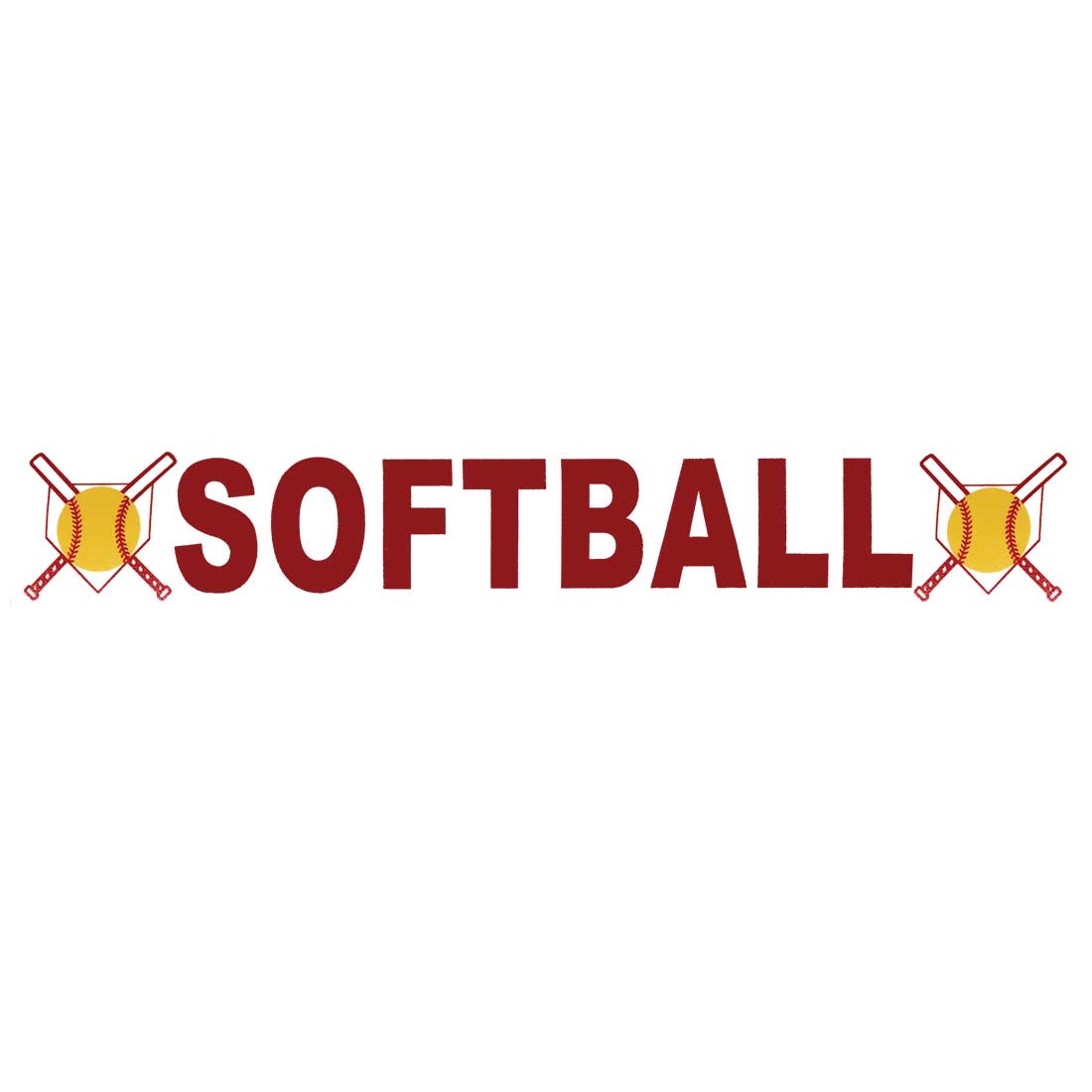 Crossed Bats and Softball Logo - Softball Word Decal with Crossed Bats - longstreth.com
