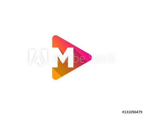 Orange Triangle M Logo - Letter M Play Media Logo Design Element this stock vector