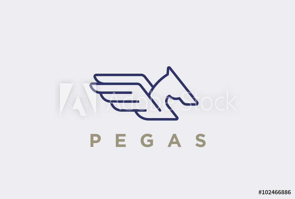 Pegasus Horse Logo - Photo & Art Print Pegasus Horse Logo design Linear style. Outline ...