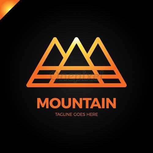 Orange Triangle M Logo - Line Mountain Letter M Logo. Fashion Logotype