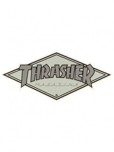 Gray Diamond Logo - Thrasher Diamond Logo Sticker Grey/Silver