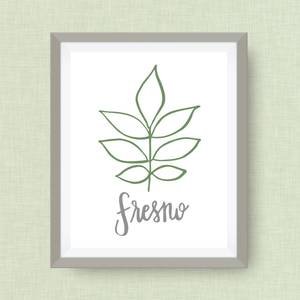 Ash Leaf Logo - Fresno CA Art Print Ash Leaf hand drawn, hand lettered