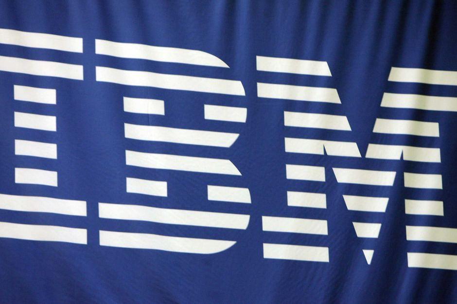 IBM Corporation Logo - IBM logo seen on a banner - ABC News (Australian Broadcasting ...