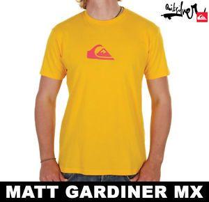 Yellow Mountain Logo - Mens Quiksilver T-Shirt New Yellow Mountain & Waves 50% OFF RRP | eBay