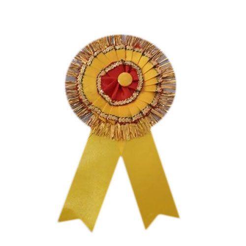 Red and Yellow Ribbon Logo - Satin, Polyester And Bindi Border Embroidered Yellow Ribbon Badge ...