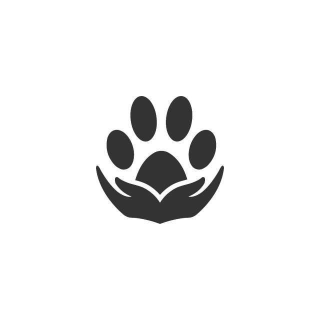Black White Red Shape Logo - Paw silhouette in circle shape and hand logo red dogs Template for ...