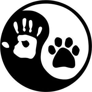 Dog Paw Logo - Ying and YANG DOG or CAT Paw & Hand Print decal Sticker LOGO Laptop ...